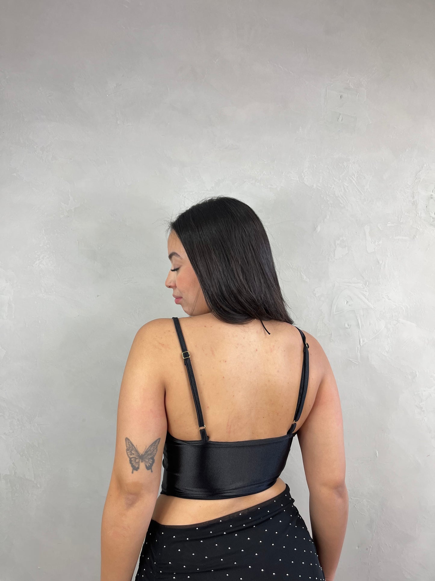 Cropped corset de cetim arizona