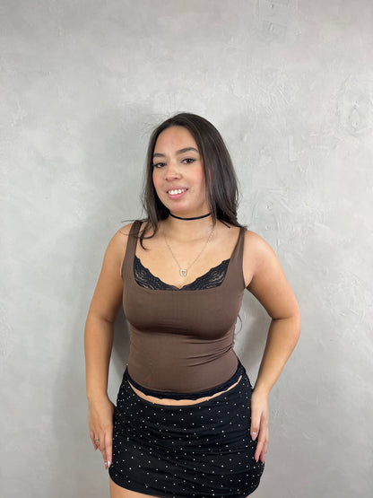 Cropped regata com renda Pompeia