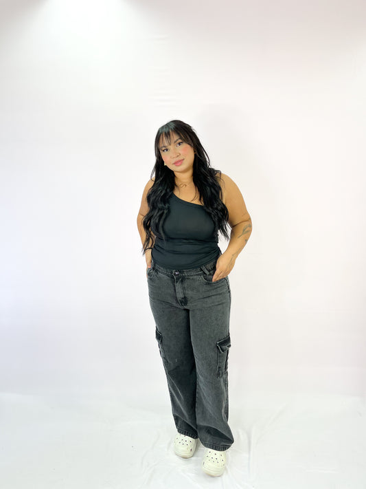 Calça jeans cargo estonada Alaska