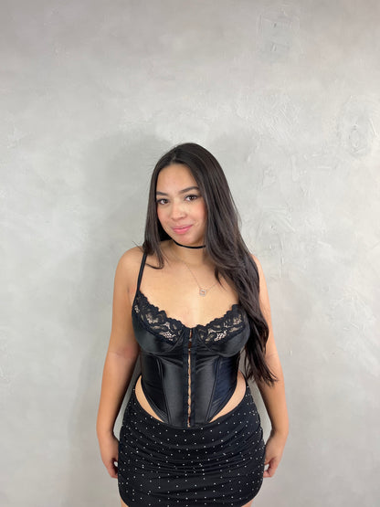 Cropped corset de cetim arizona