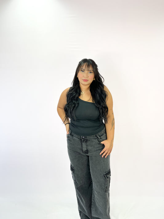 Calça jeans cargo estonada Alaska