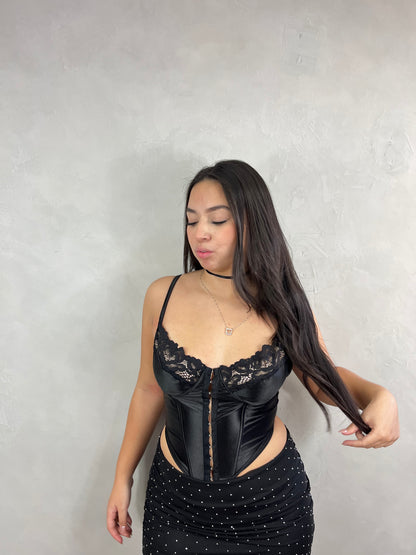 Cropped corset de cetim arizona